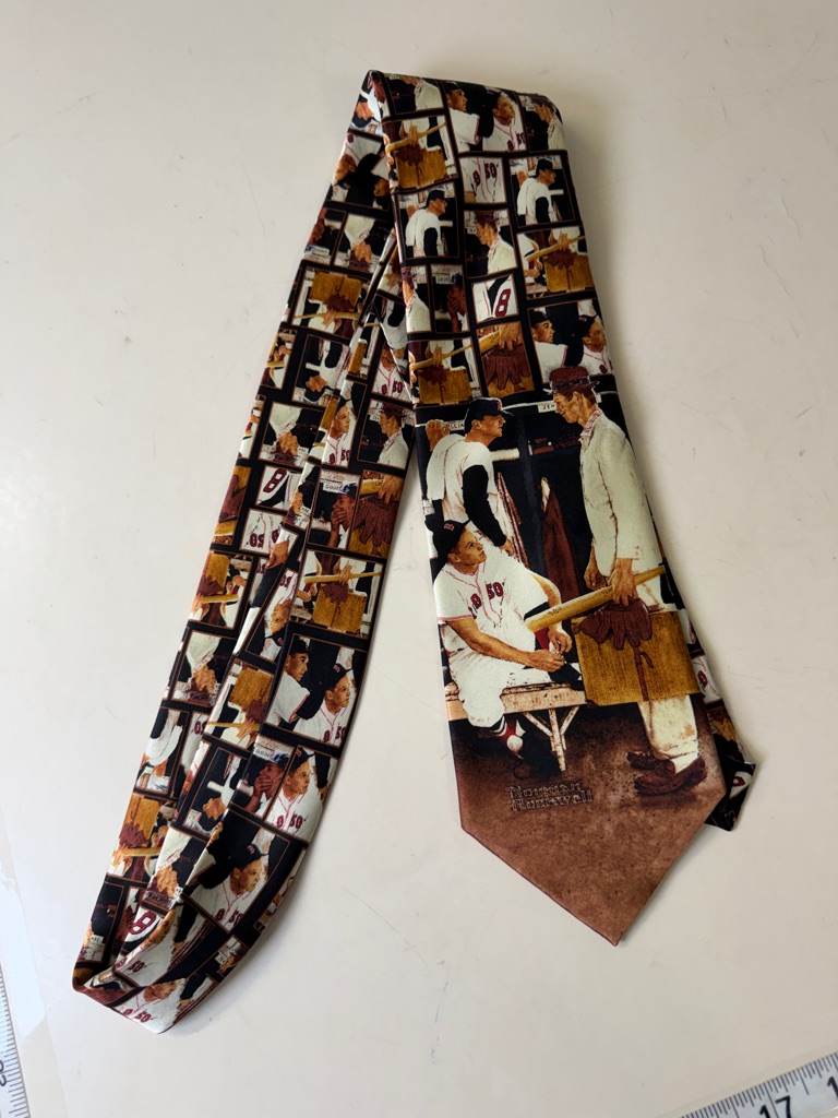 Vintage Baseball Scene Men's Tie In Brown And Cream